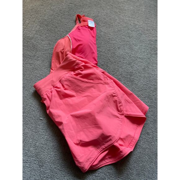 Lands' End Chlorine Resistant High Neck Zip Front Racerback Tankini Short Set - Picture 7 of 8